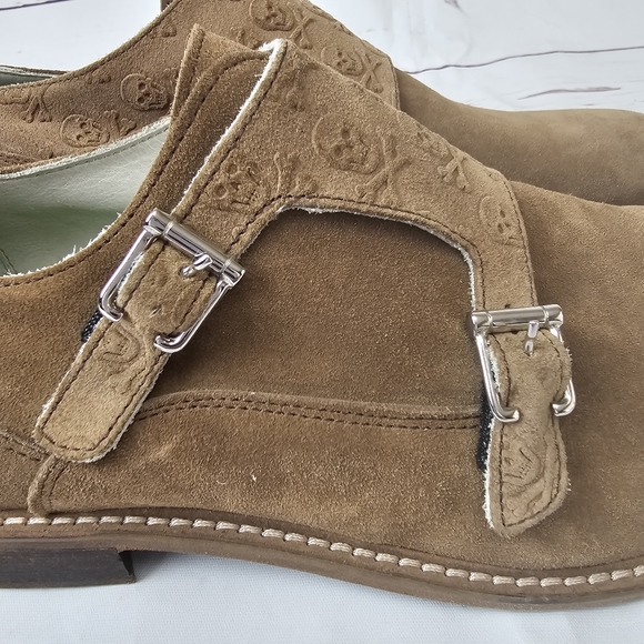 Verba Made In Italy Suede Skull Print Monk Shoes Size US9 - Picture 6 of 13